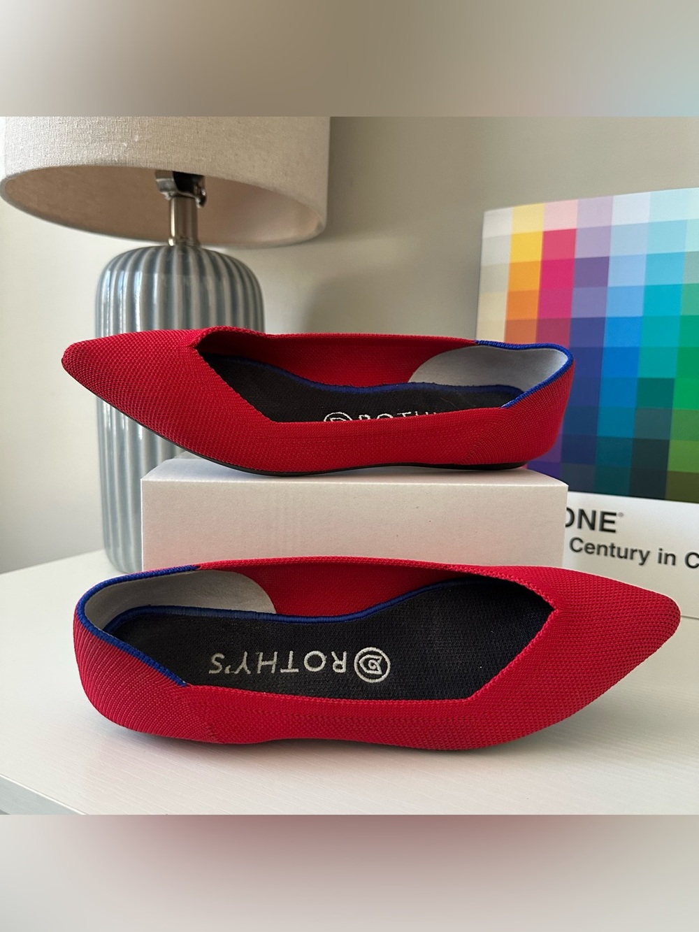 Rothy's Red Pointed-Toe Knit Flats